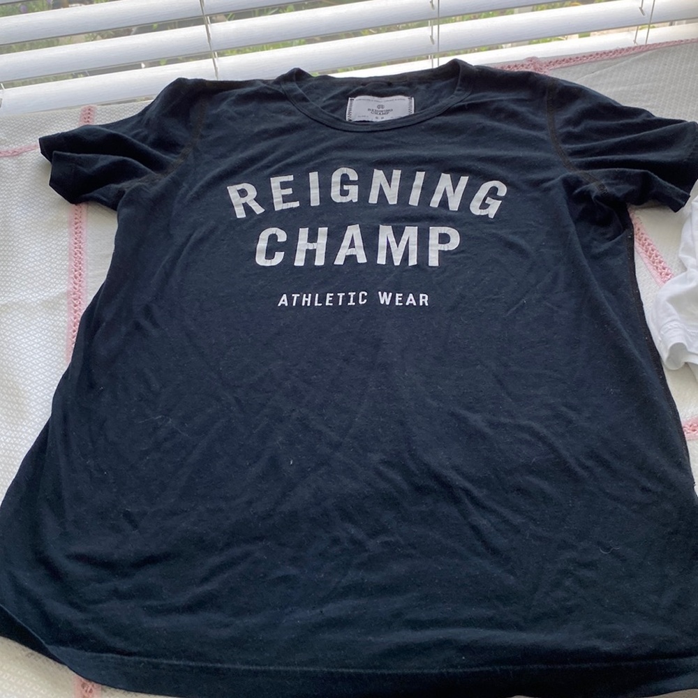 Ladies Reigning Champ black t shirt
